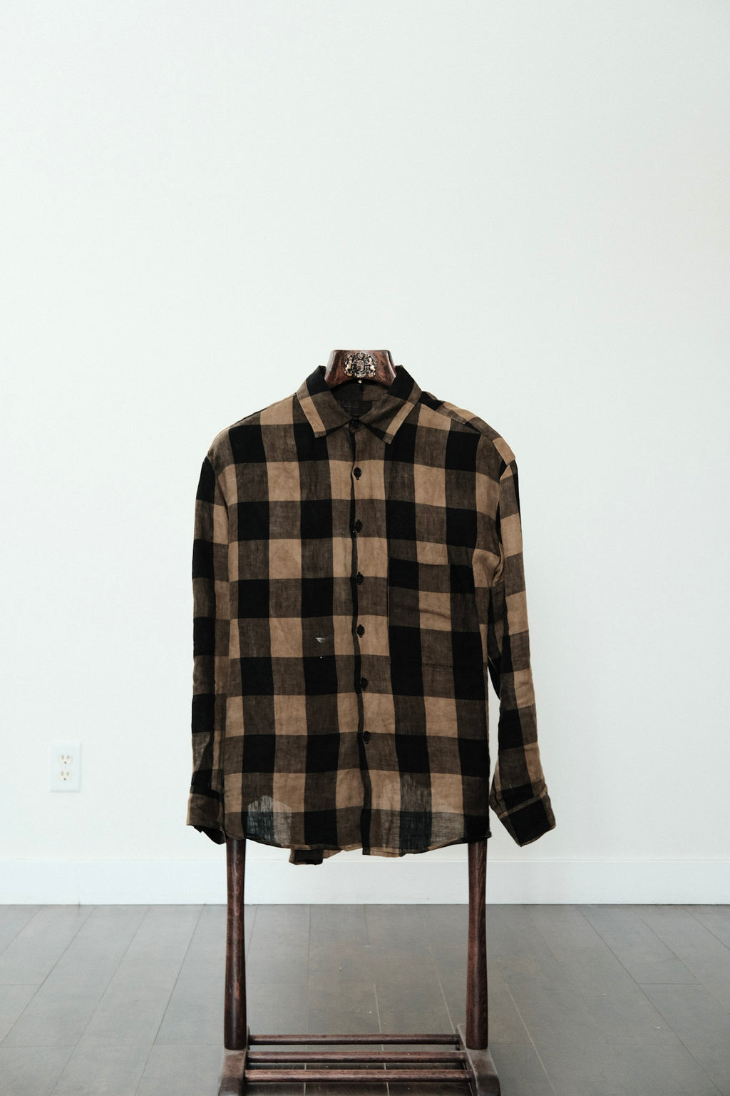 Evan Kinori  - Big Shirt Two - Kakishibu Dyed Linen Check