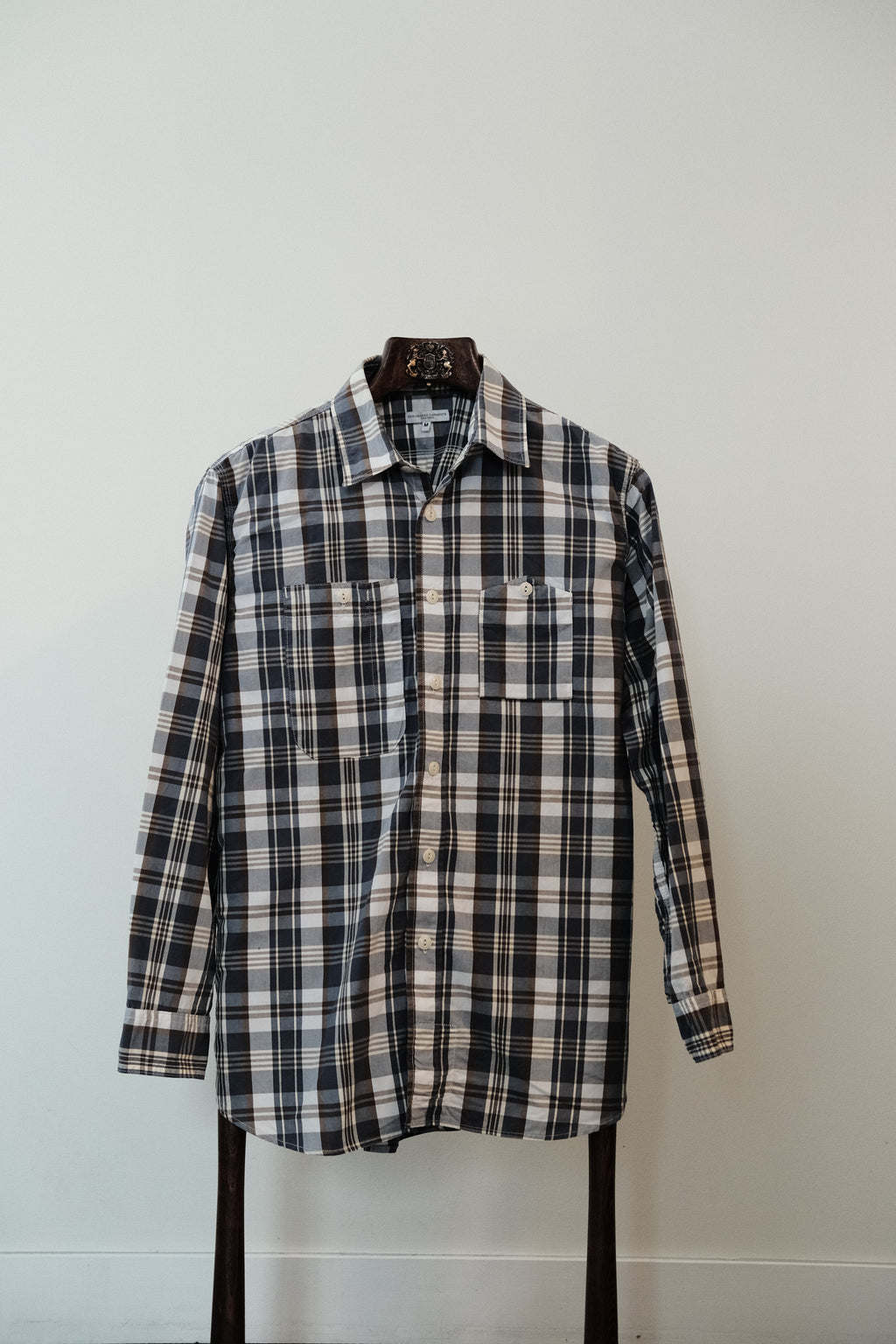 Engineered Garments - Work Shirt - Plaid Cotton Broadcloth - Navy/Brown