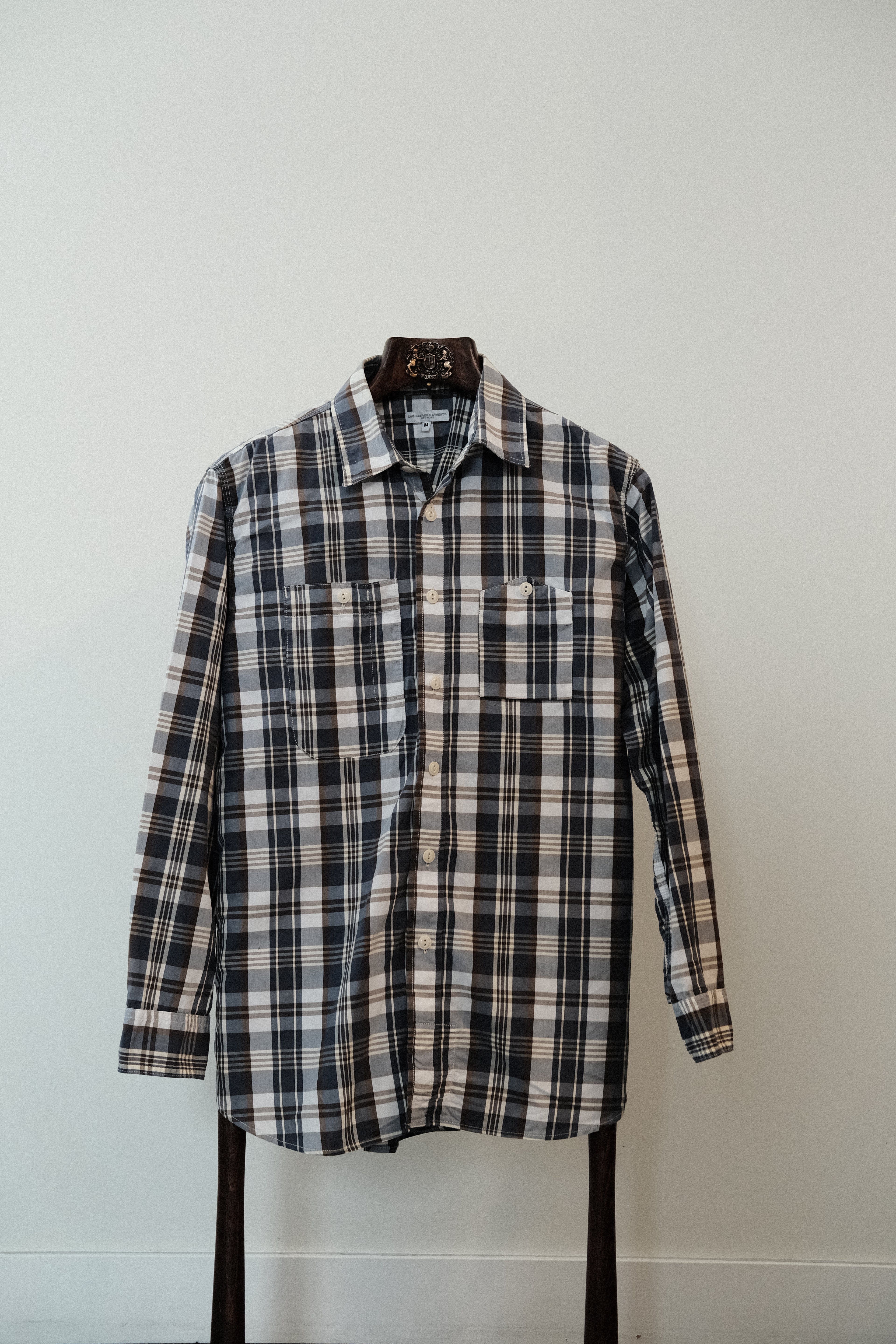 Engineered Garments - Work Shirt - Plaid Cotton Broadcloth - Navy/Brown