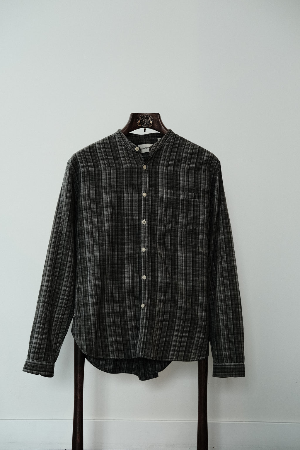 Oliver Spencer - Grandad Shirt - Plaid Cotton - Olive/White