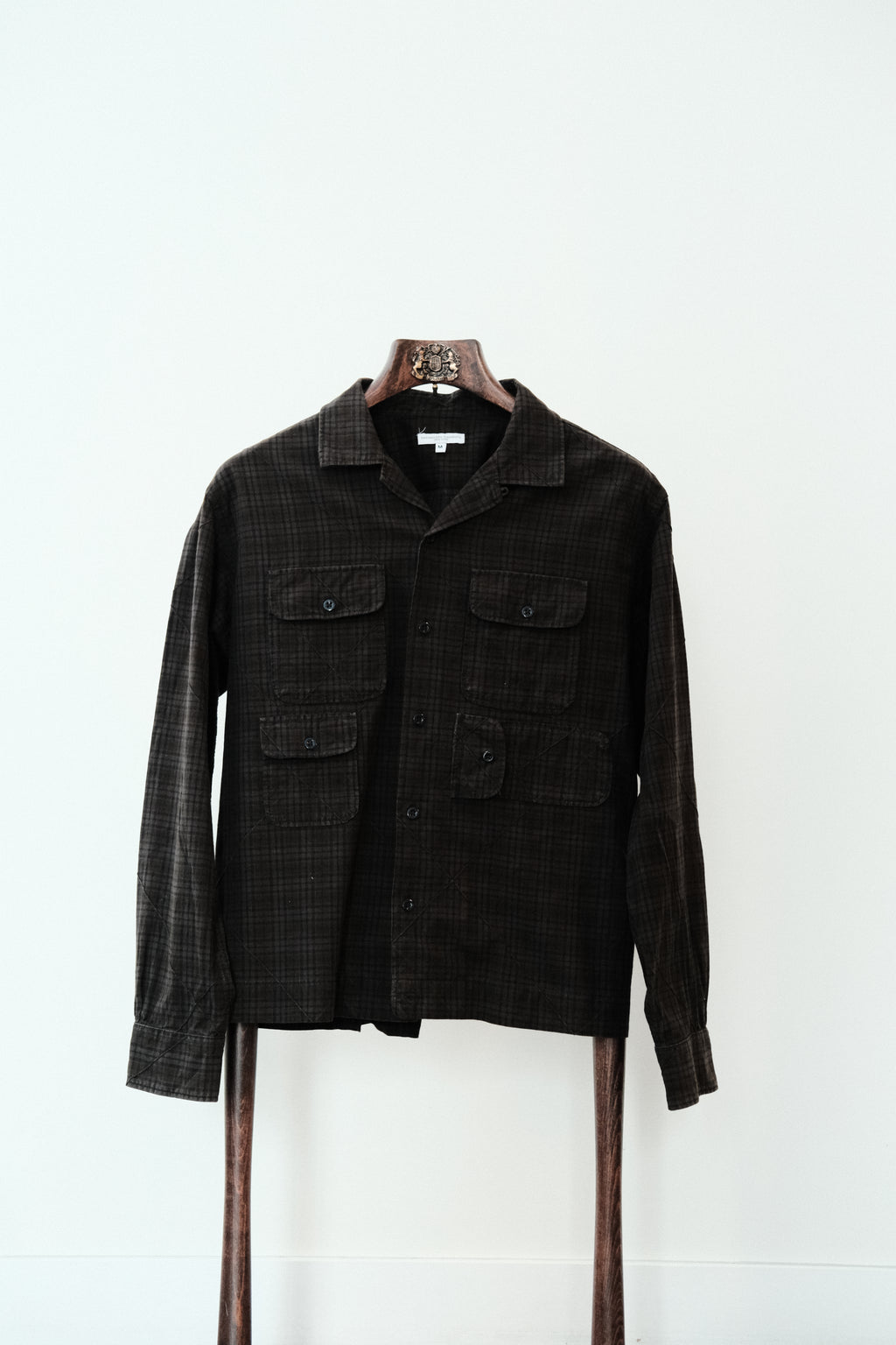 Engineered Garments - Bowling Shirt - Cotton Pintuck Small Plaid - Olive
