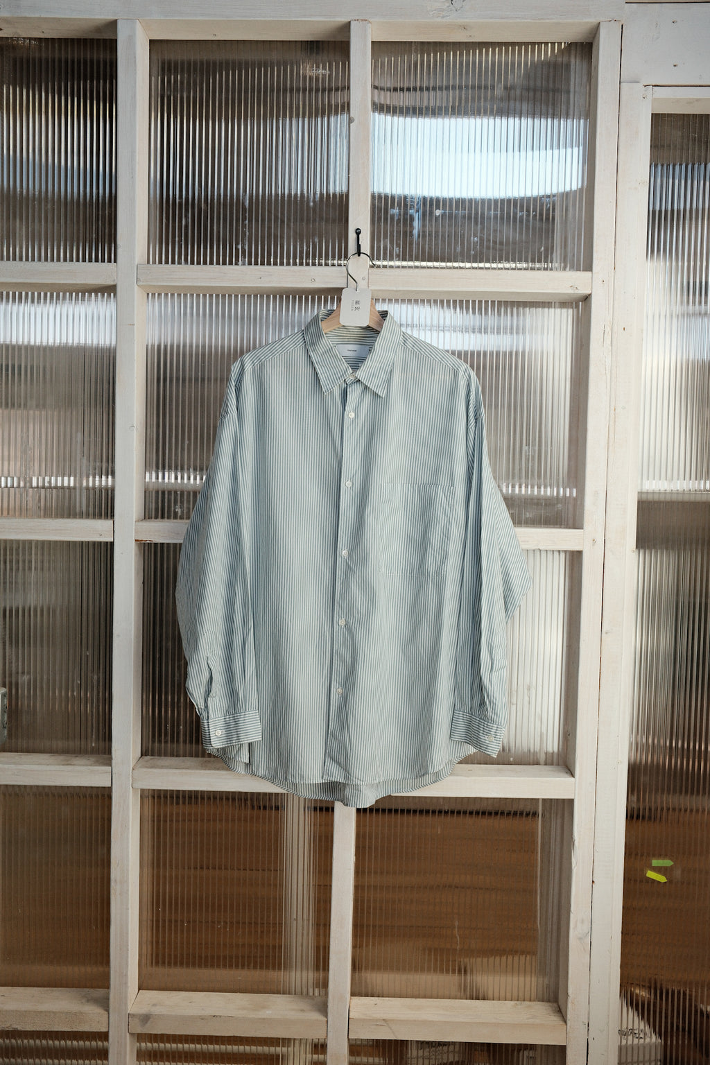 Graphpaper - Longsleeve Oversized Regular Collar Shirt - Cotton Stripe