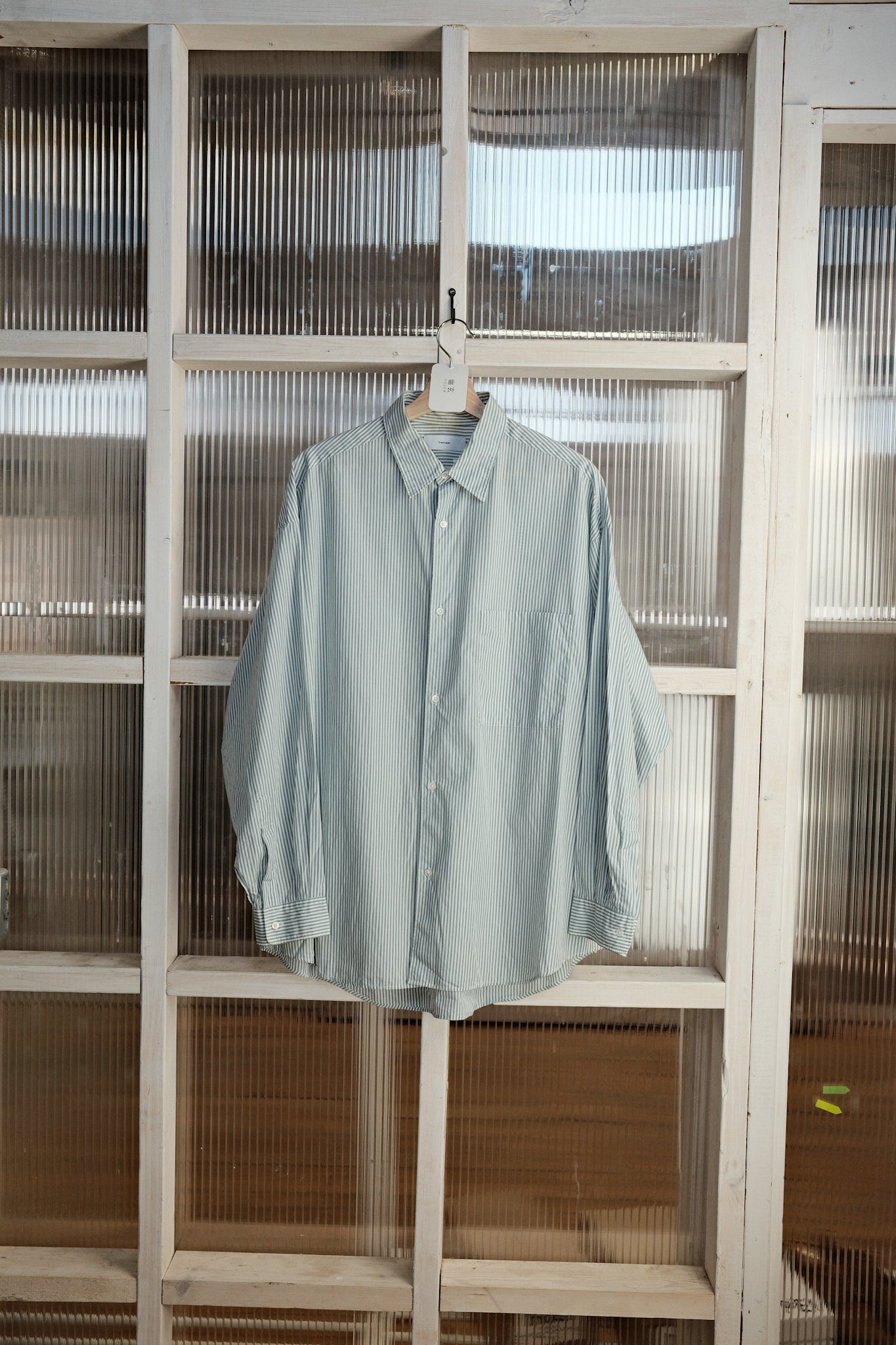 Graphpaper - Longsleeve Oversized Regular Collar Shirt - Cotton Stripe
