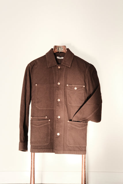 Held In Form - KUZUSHI CHORE COAT - Woven Sashiko - Chicory Brown