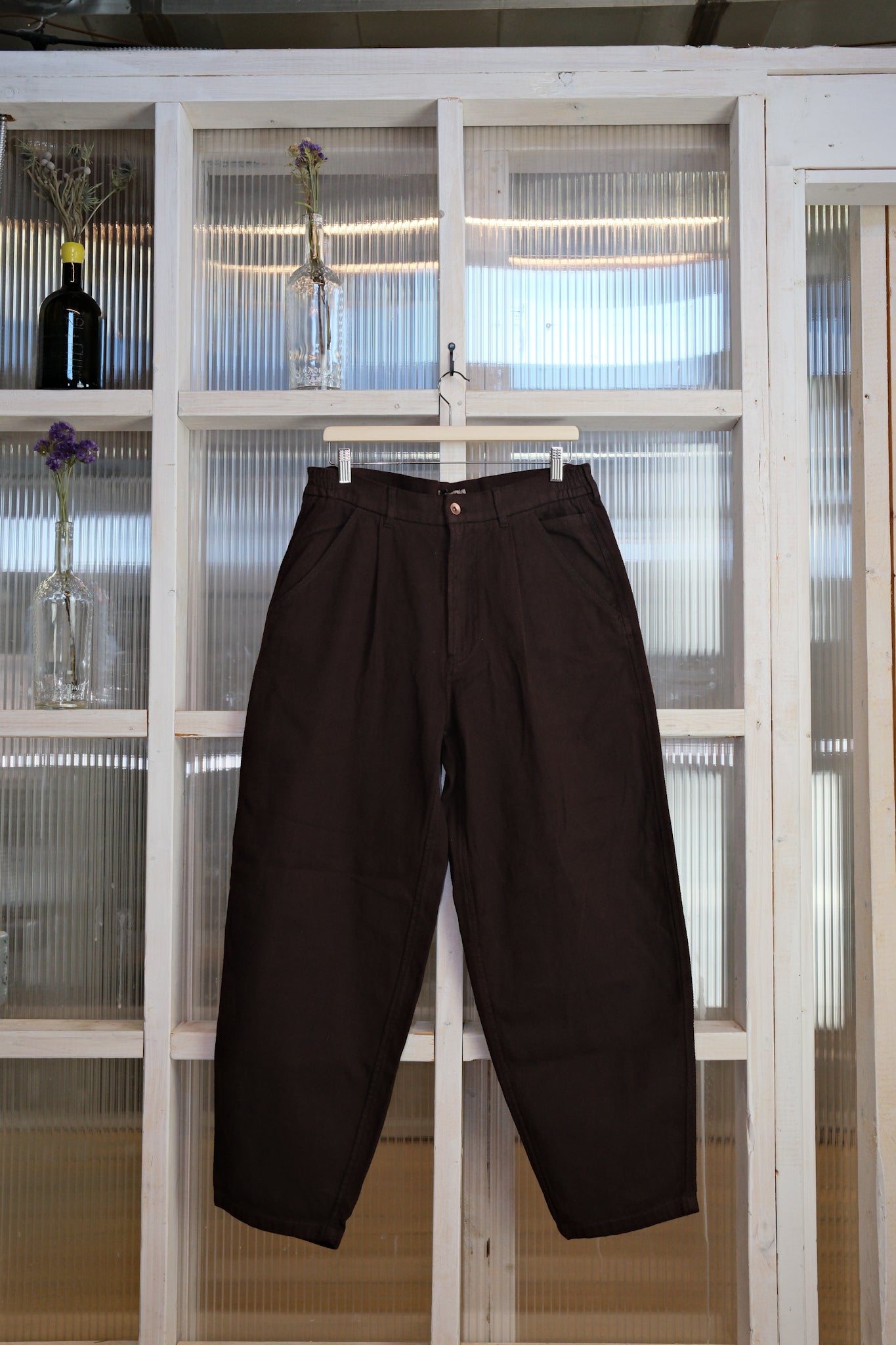 Held In Form - KUZUSHI WORK PANT - Woven Sashiko - Chicory Brown
