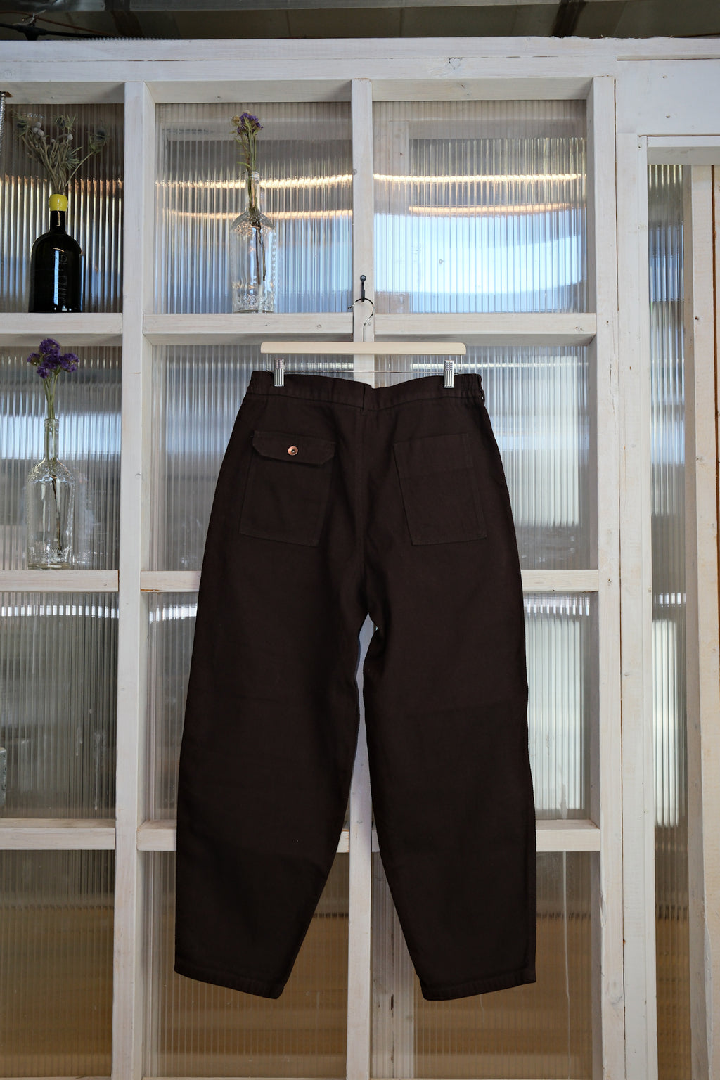Held In Form - KUZUSHI WORK PANT - Woven Sashiko - Chicory Brown