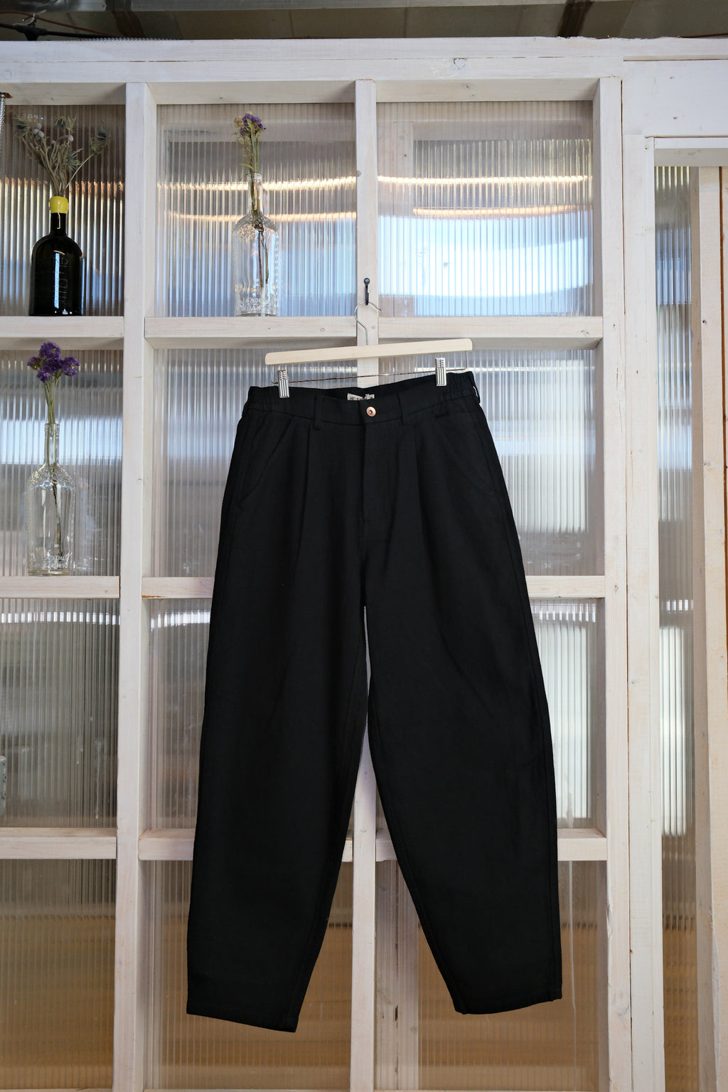 Held In Form - KUZUSHI WORK PANT - Woven Sashiko - Black