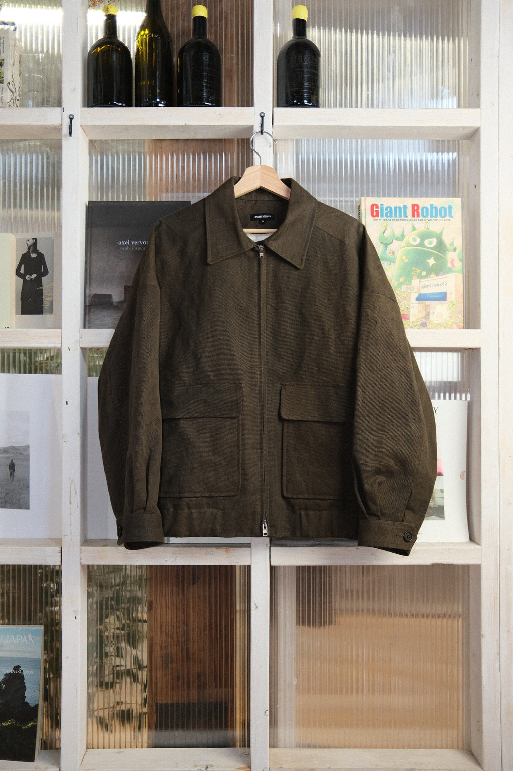 Evan Kinori - Zip Jacket 2 - Sumi Ink Cotton/Washi Canvas