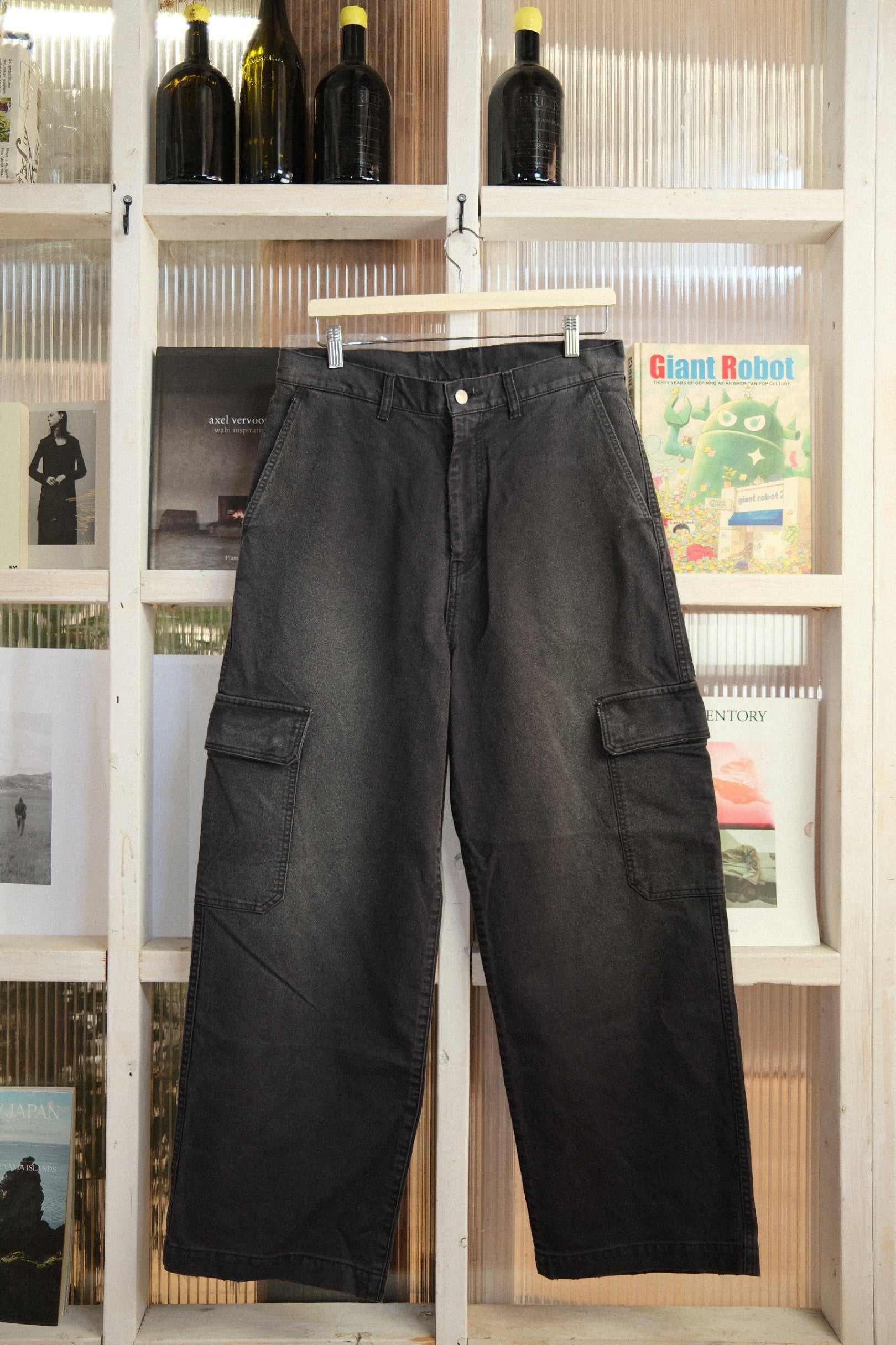 Stein - Cargo Pants - Washed Black Denim